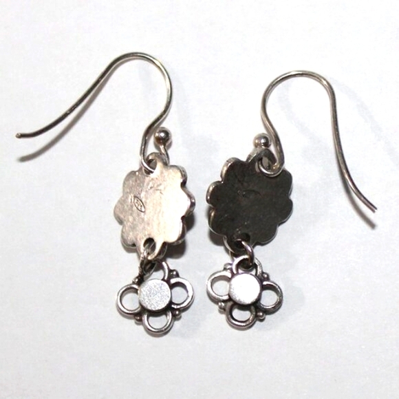 Sterling Silver Garnet Daisy Earrings - Picture 2 of 5